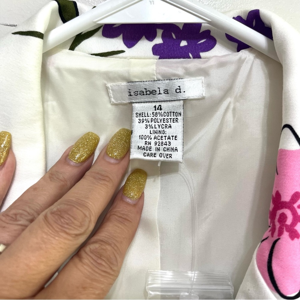 NWT BOLD, BEAUTIFUL FLORAL BLAZER BY ISABELA D. SIZE 14 - Picture 6 of 6